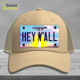 Hey YAll Mississippi Novelty License Plate Hat Mesh / Khaki