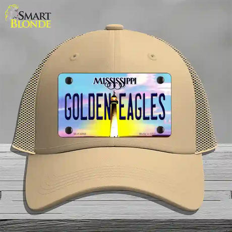 Golden Eagles Mississippi Novelty License Plate Hat Mesh / Khaki