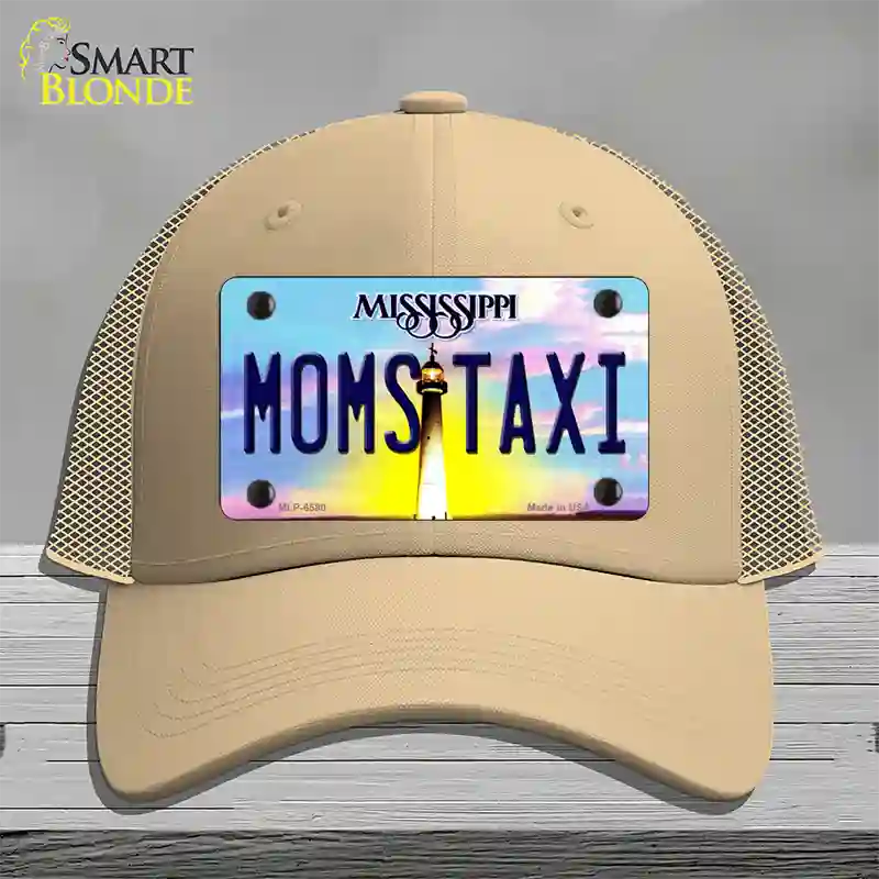 Moms Taxi Mississippi Novelty License Plate Hat Mesh / Khaki