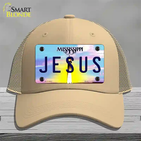 Jesus Mississippi Novelty License Plate Hat Mesh / Khaki