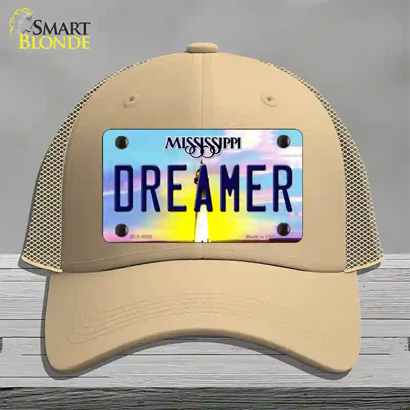 Dreamer Mississippi Novelty License Plate Hat Mesh / Khaki