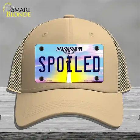 Spoiled Mississippi Novelty License Plate Hat Mesh / Khaki