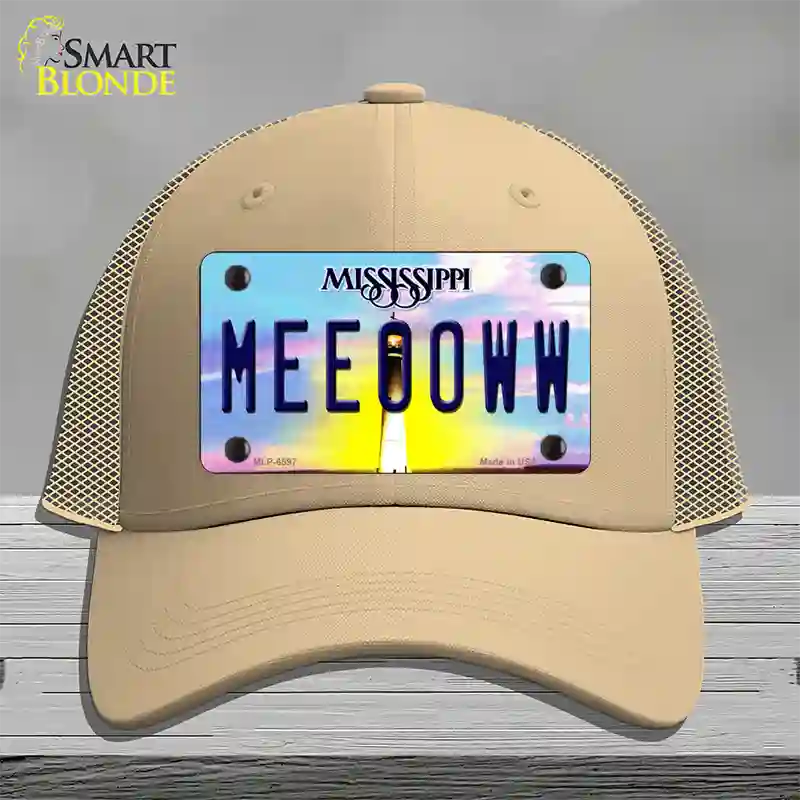 Meeooww Mississippi Novelty License Plate Hat Mesh / Khaki