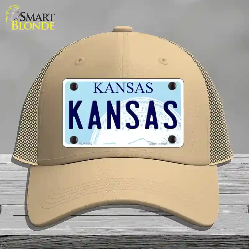 Kansas Novelty License Plate Hat Mesh / Khaki