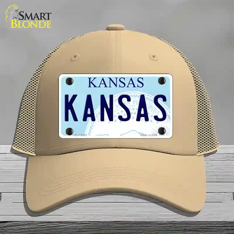 Kansas Novelty License Plate Hat Mesh / Khaki