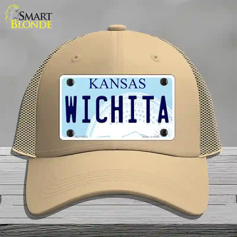 Wichita Kansas Novelty License Plate Hat Mesh / Khaki