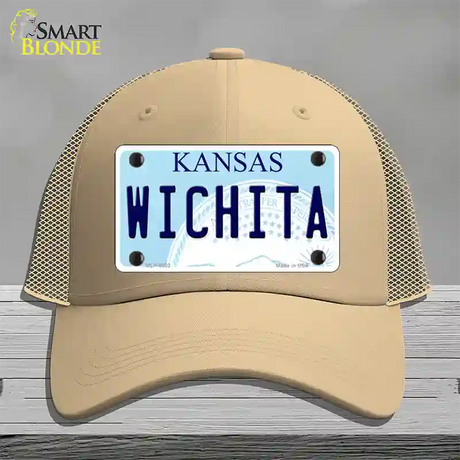 Wichita Kansas Novelty License Plate Hat Mesh / Khaki