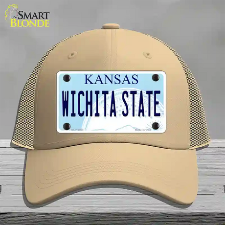 Wichita State Kansas Novelty License Plate Hat Mesh / Khaki