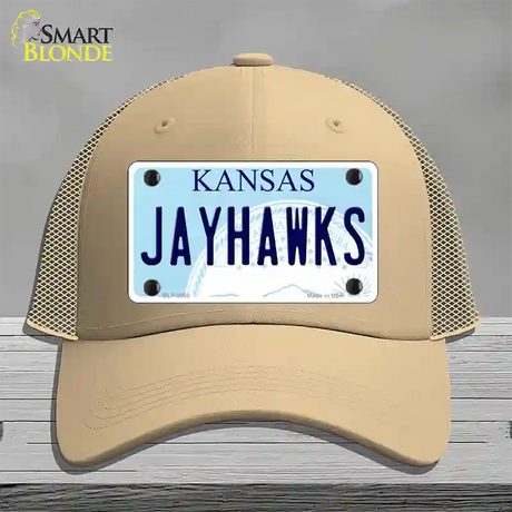 Jayhawks Kansas Novelty License Plate Hat Mesh / Khaki