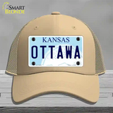 Ottawa Kansas Novelty License Plate Hat Mesh / Khaki