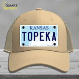 Topeka Kansas Novelty License Plate Hat Mesh / Khaki