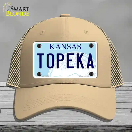 Topeka Kansas Novelty License Plate Hat Mesh / Khaki