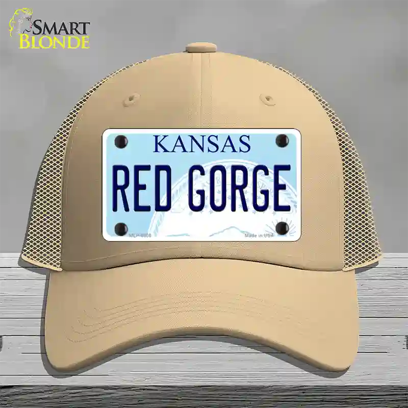 Red Gorge Kansas Novelty License Plate Hat Mesh / Khaki