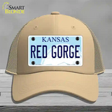 Red Gorge Kansas Novelty License Plate Hat Mesh / Khaki