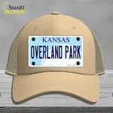 Overland Park Kansas Novelty License Plate Hat Mesh / Khaki