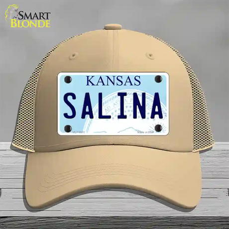 Salina Kansas Novelty License Plate Hat Mesh / Khaki