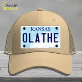 Olathe Kansas Novelty License Plate Hat Mesh / Khaki