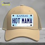 Hot Mama Kansas Novelty License Plate Hat Mesh / Khaki