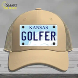 Golfer Kansas Novelty License Plate Hat Mesh / Khaki