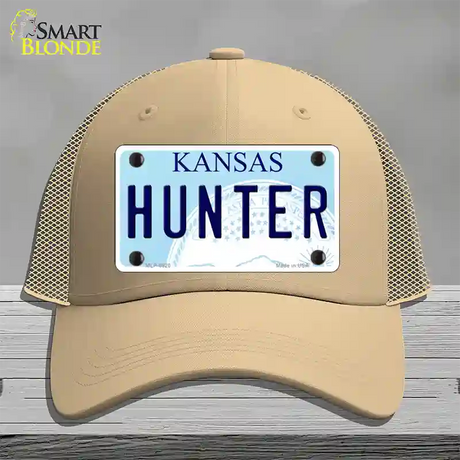 Hunter Kansas Novelty License Plate Hat Mesh / Khaki