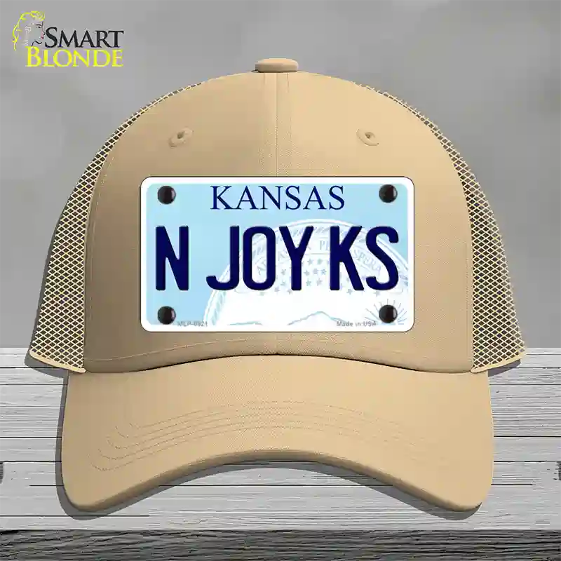 N Joy Kansas Novelty License Plate Hat Mesh / Khaki