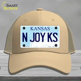 N Joy Kansas Novelty License Plate Hat Mesh / Khaki