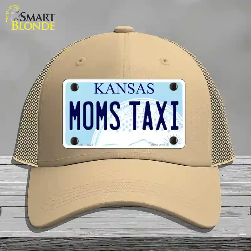 Moms Taxi Kansas Novelty License Plate Hat Mesh / Khaki