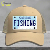 Fishing Kansas Novelty License Plate Hat Mesh / Khaki