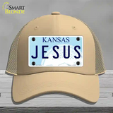 Jesus Kansas Novelty License Plate Hat Mesh / Khaki