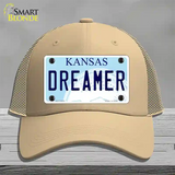 Dreamer Kansas Novelty License Plate Hat Mesh / Khaki