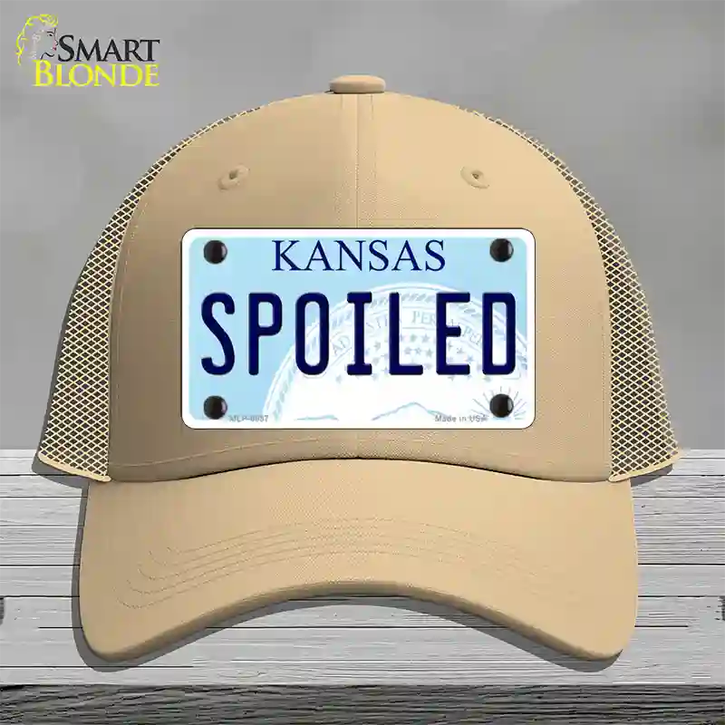 Spoiled Kansas Novelty License Plate Hat Mesh / Khaki