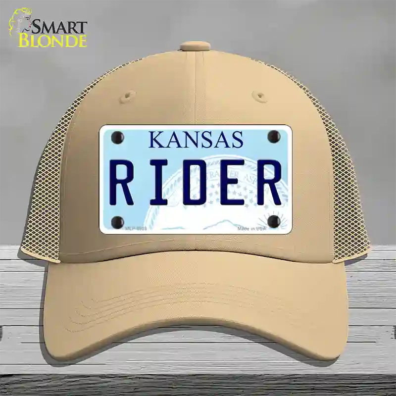 Rider Kansas Novelty License Plate Hat Mesh / Khaki