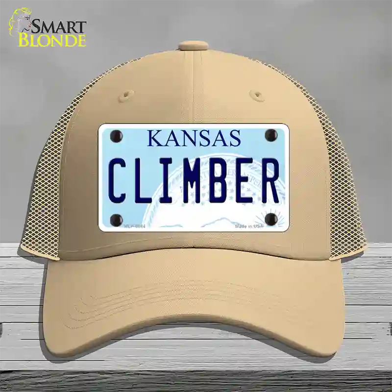 Climber Kansas Novelty License Plate Hat Mesh / Khaki