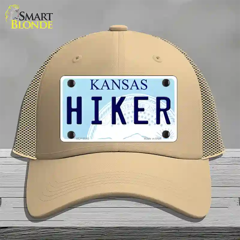 Hiker Kansas Novelty License Plate Hat Mesh / Khaki