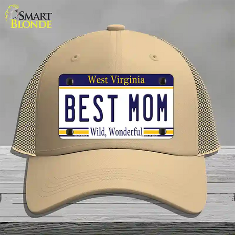 Best Mom West Virginia Novelty License Plate Hat Mesh / Khaki