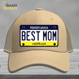 Best Mom Pennsylvania State Novelty License Plate Hat Mesh / Khaki