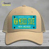 New Mexico State Teal Novelty License Plate Hat Mesh / Khaki