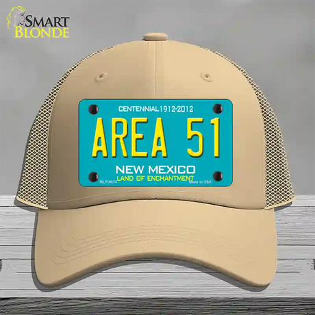 Area 51 New Mexico Novelty License Plate Hat Mesh / Khaki