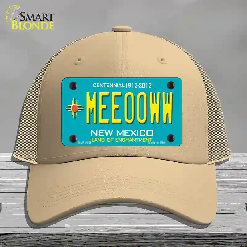 Meeooww New Mexico Novelty License Plate Hat Mesh / Khaki