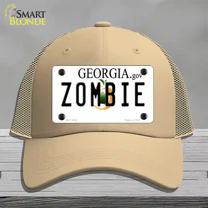 Zombie Georgia Novelty License Plate Hat Mesh / Khaki