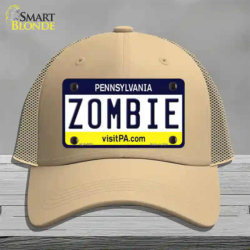 Zombie Pennsylvania State Novelty License Plate Hat Mesh / Khaki