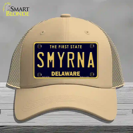 Smyrna Delaware Novelty License Plate Hat Mesh / Khaki