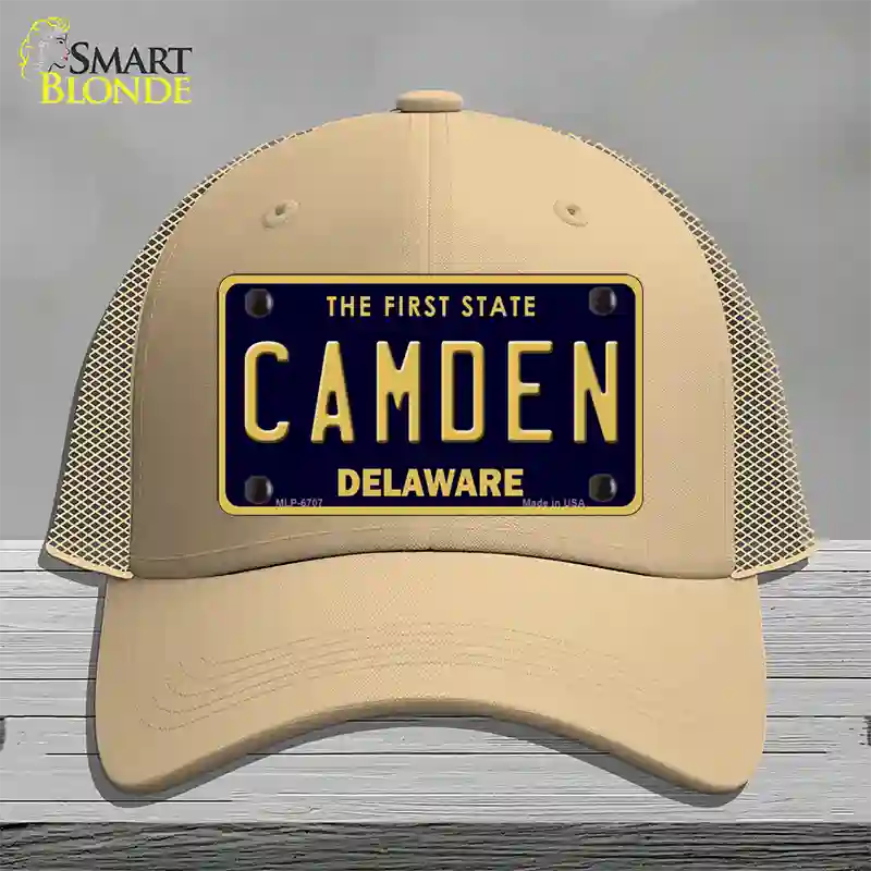 Camden Delaware Novelty License Plate Hat Mesh / Khaki