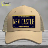 New Castle Delaware Novelty License Plate Hat Mesh / Khaki