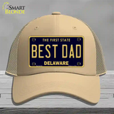 Best Dad Delaware Novelty License Plate Hat Mesh / Khaki