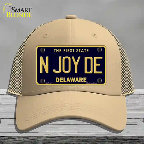 N Joy De Delaware Novelty License Plate Hat Mesh / Khaki