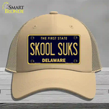 Skool Suks Delaware Novelty License Plate Hat Mesh / Khaki