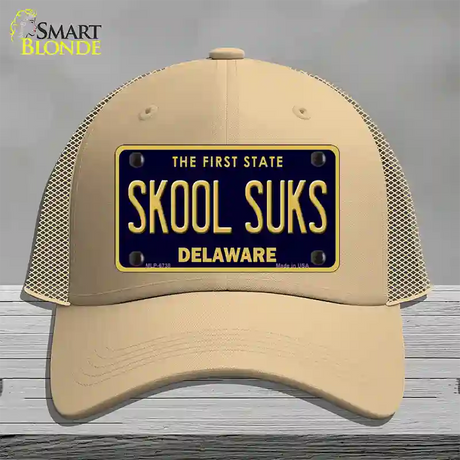 Skool Suks Delaware Novelty License Plate Hat Mesh / Khaki