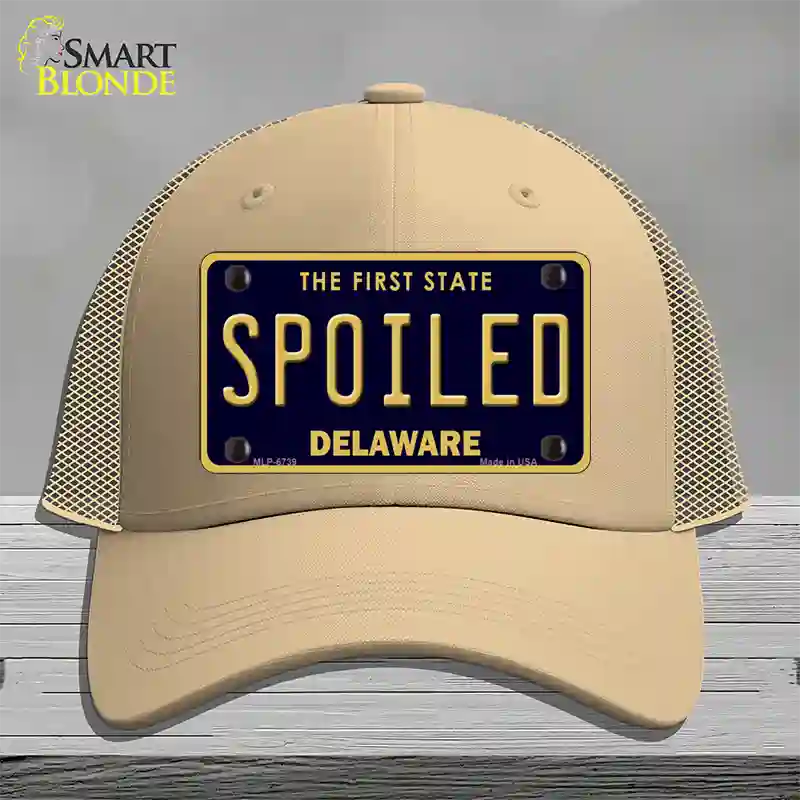 Spoiled Delaware Novelty License Plate Hat Mesh / Khaki