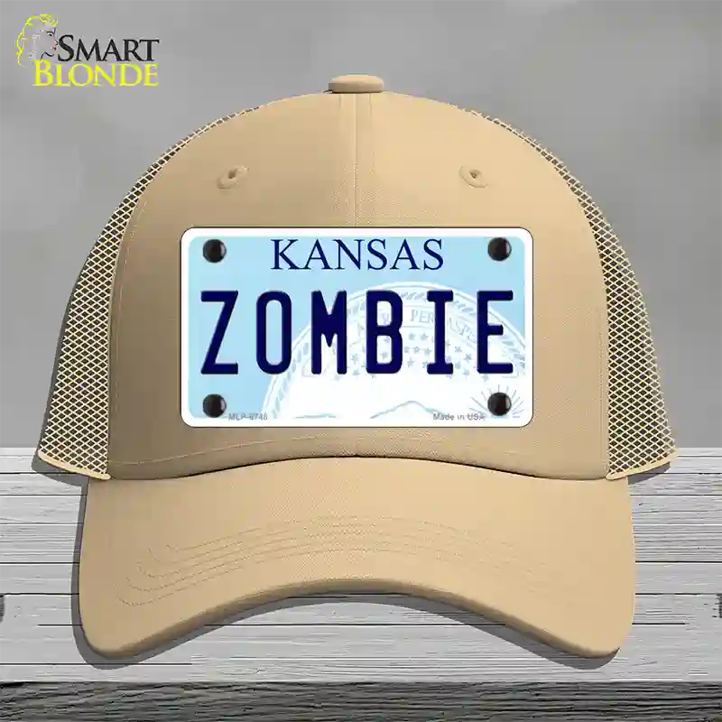 Zombie Kansas Novelty License Plate Hat Mesh / Khaki